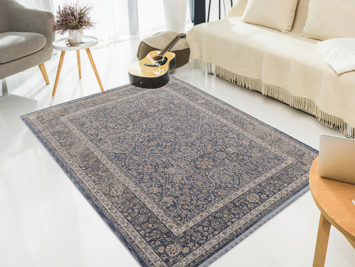 WEBTEPPICH  Wohnzimmer 140/200 cm Tours Blau rechteckig  - Blau, Design, Textil (140/200cm) - Novel