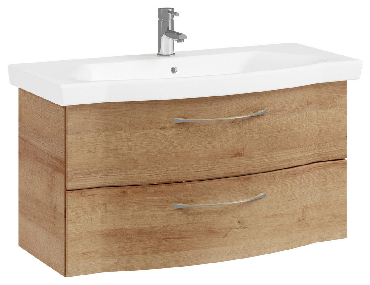 WASCHTISCHKOMBI 97 cm  - Chromfarben/Eichefarben, KONVENTIONELL, Keramik/Holzwerkstoff (97cm) - Pelipal