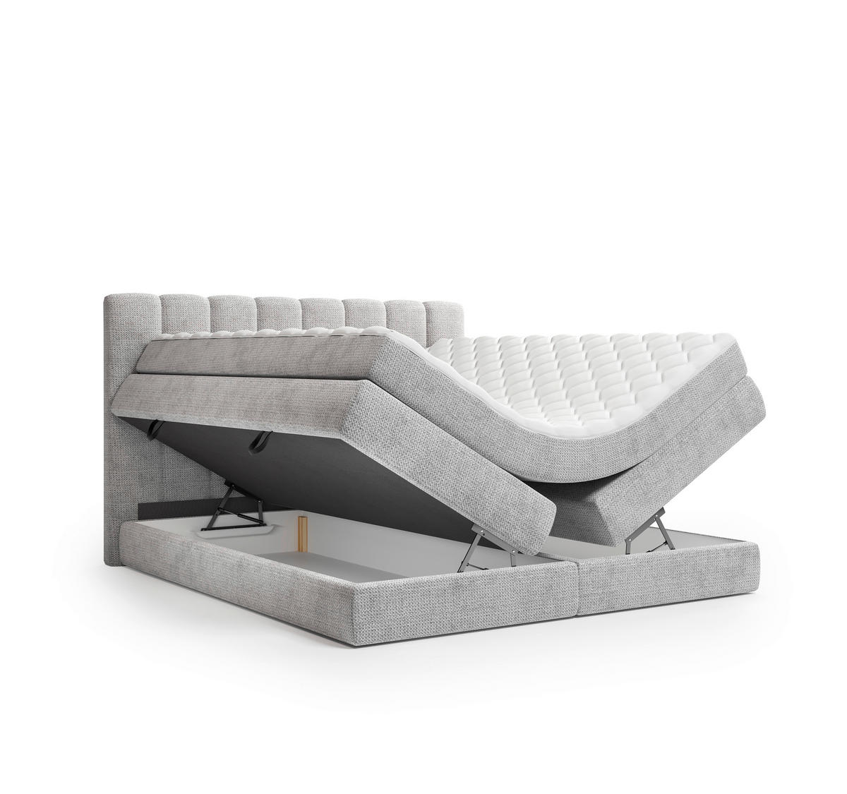 BOXSPRINGBETT 160/200 cm,  in Grau, Bettkasten, Matratzen, H2 + H3 = mittel + fest  - Schwarz/Grau, KONVENTIONELL, Kunststoff/Textil (160/200cm) - Carryhome
