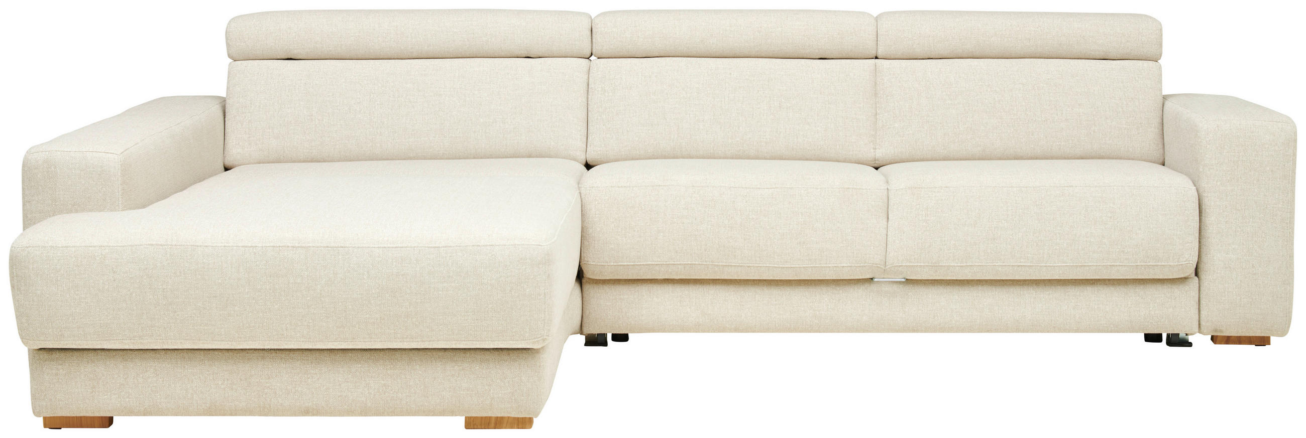 ECKSOFA Naturfarben Chenille Rücken echt, Kopfteilverstellung, Stauraum  - Eichefarben/Naturfarben, Design, Textil (206/316cm) - Sedda