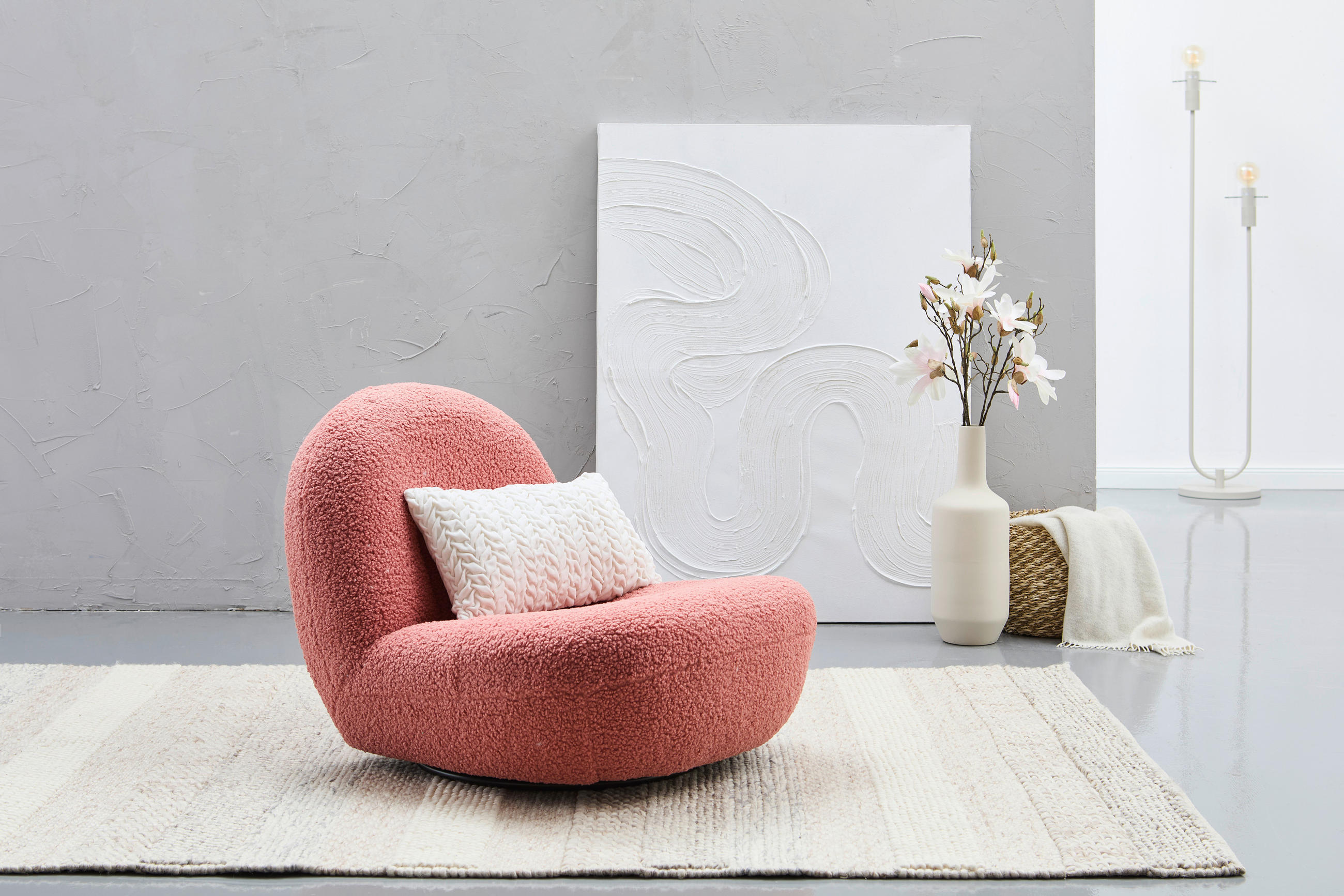 Thumbnail - Mid.you Sessel, Koralle, Textil, 74x67x93 cm, Sitzfläche 360° drehbar, Wohnzimmer, Sessel, Polstersessel