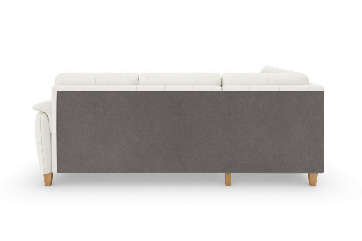ECKSOFA PALMERA E in Echtleder Weiß  212/236 cm  - Eichefarben/Weiß, Basics, Leder/Holz (212/236cm) - Sit & More