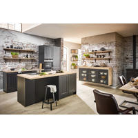 EINBAUKÜCHE   - Eichefarben/Schwarz, LIFESTYLE, Holzwerkstoff - Dieter Knoll