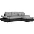 ECKSOFA in Webstoff Anthrazit, Hellgrau  - Chromfarben/Anthrazit, Design, Kunststoff/Textil (302/187cm) - Carryhome