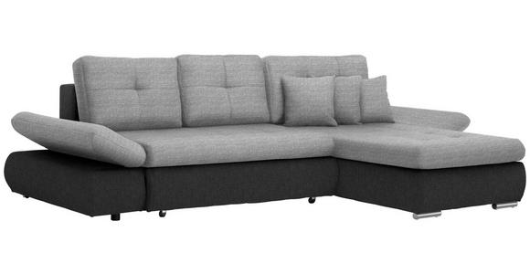 ECKSOFA in Webstoff Anthrazit, Hellgrau  - Chromfarben/Anthrazit, Design, Kunststoff/Textil (302/187cm) - Carryhome