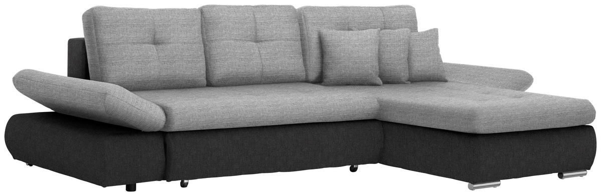 ECKSOFA in Webstoff Hellgrau, Anthrazit  - Chromfarben/Anthrazit, Design, Kunststoff/Textil (302/187cm) - Carryhome