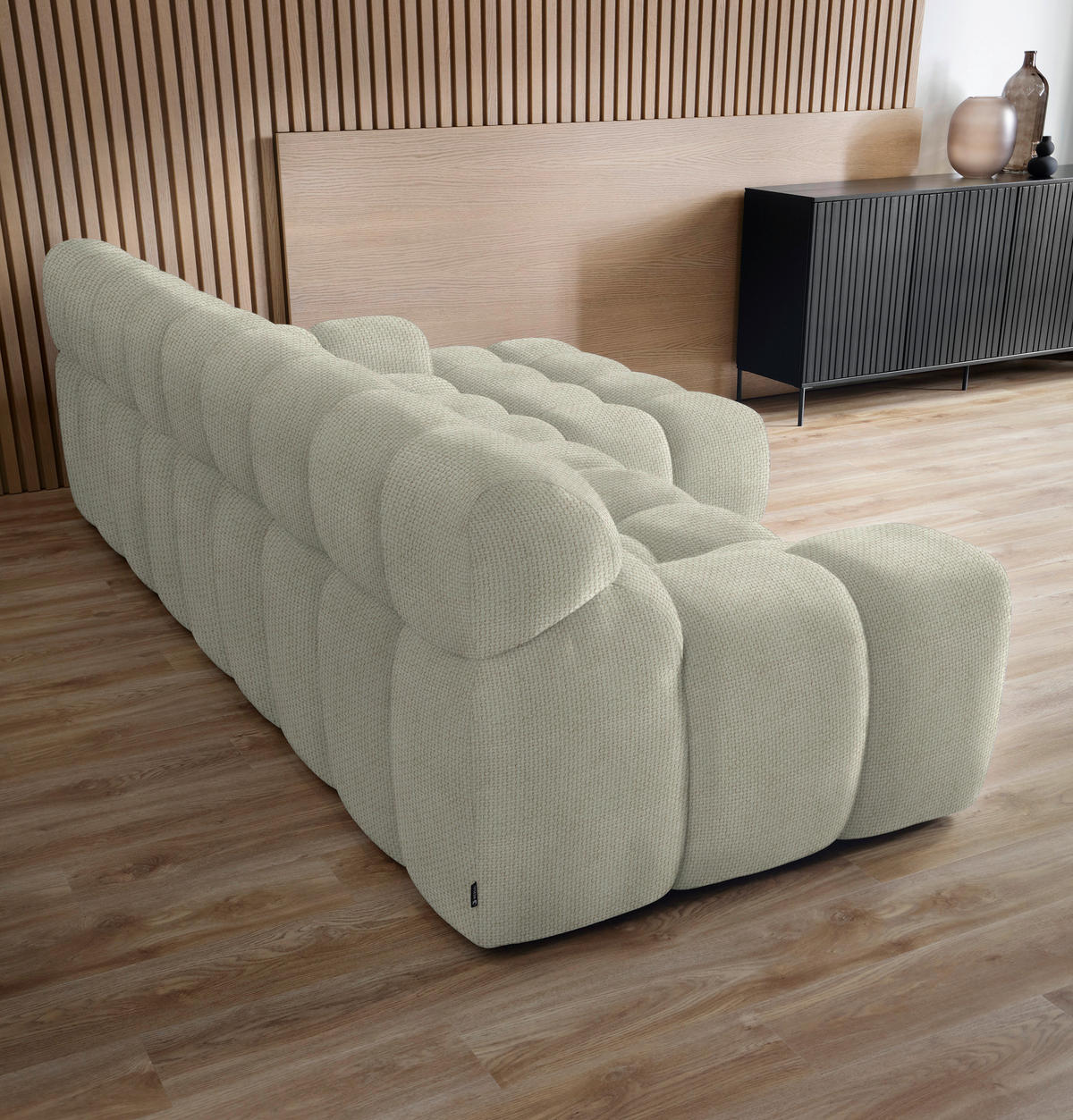 ECKSOFA in Webstoff Naturfarben  - Schwarz/Naturfarben, Modern, Kunststoff/Textil (297/180cm) - Welnova
