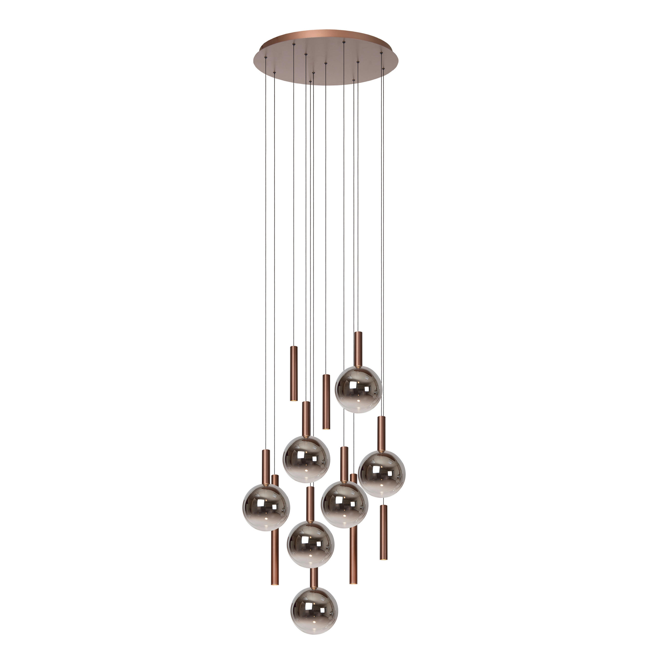 LED-PENDELLEUCHTE JASMINE 75/75/341 cm   - Rot/Grau, Design, Metall (75/75/341cm) - Lucide