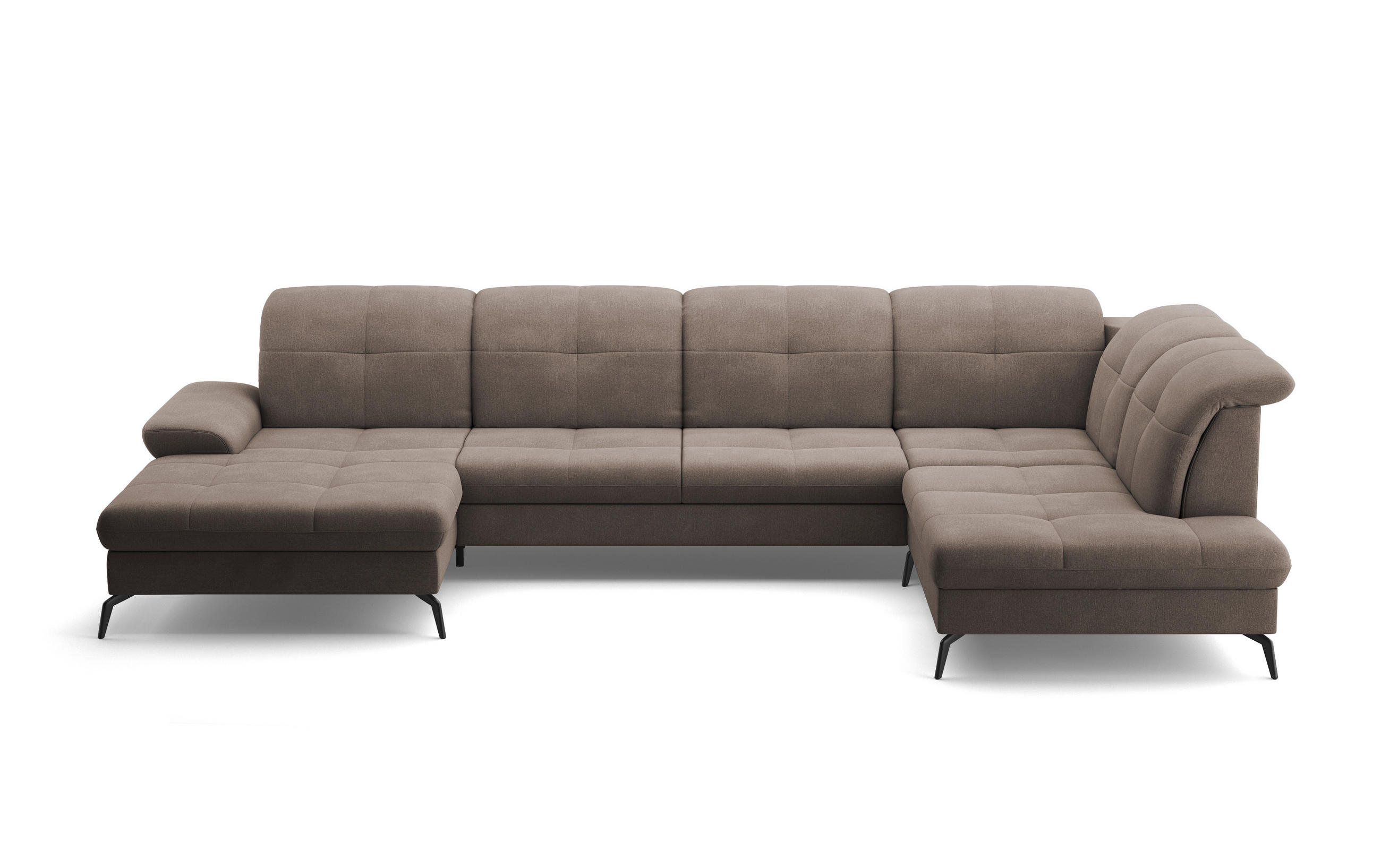 WOHNLANDSCHAFT Schlammfarben Flachgewebe  - Schlammfarben/Schwarz, KONVENTIONELL, Textil/Metall (185/357/231cm) - Sit & More