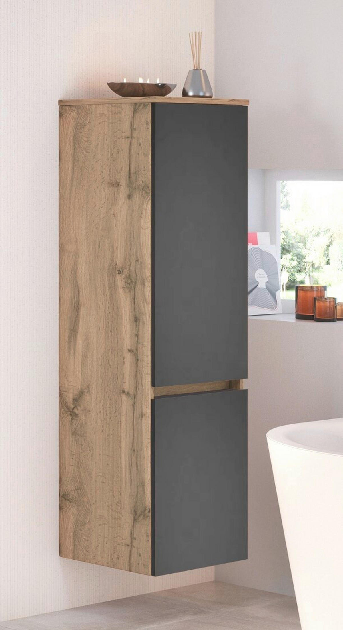 MIDISCHRANK 40/130/35 cm  - Eiche Wotan/Silberfarben, Design, Holzwerkstoff/Kunststoff (40/130/35cm) - Held