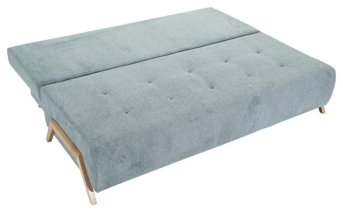SCHLAFSOFA  mit Liegefunktion, Rücken echt Flachgewebe Mintgrün  - Buchefarben/Mintgrün, KONVENTIONELL, Holz/Textil (204/75/100cm) - Carryhome
