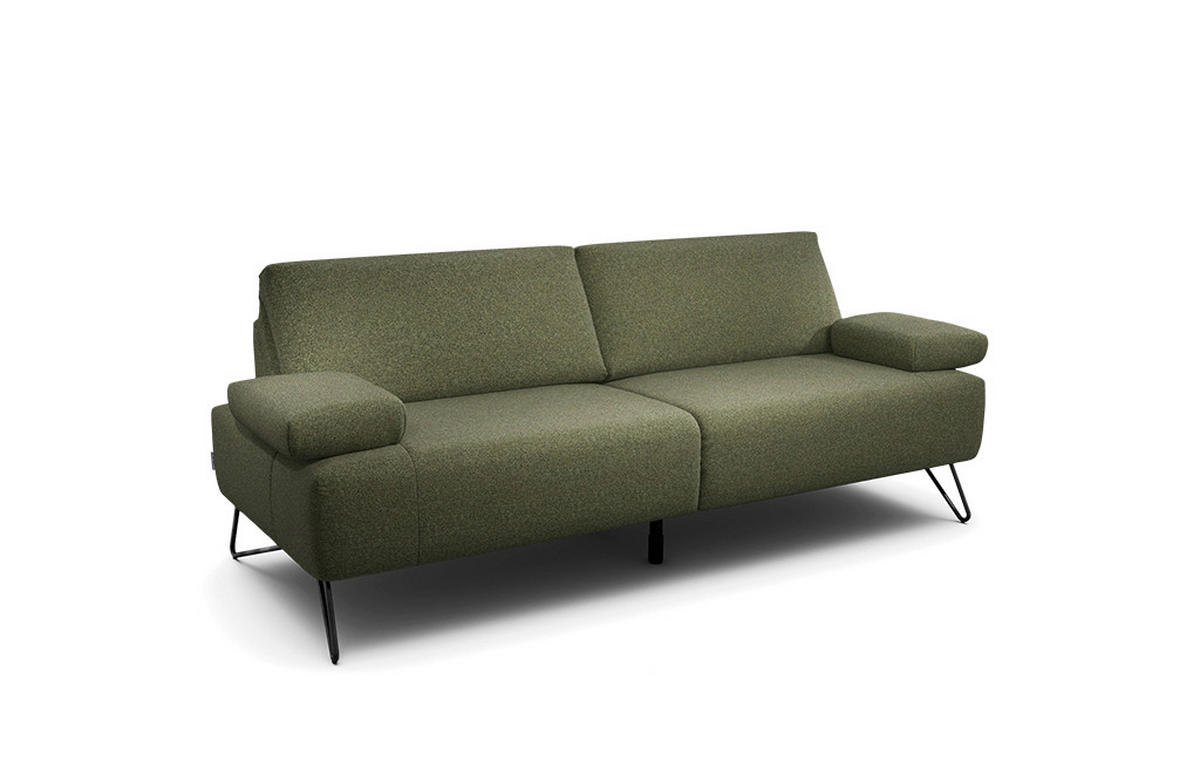 2,5-SITZER in Chenille Waldgrün  - Waldgrün/Schwarz, Design, Textil/Metall (204-234/85/86-94cm) - SENSOO