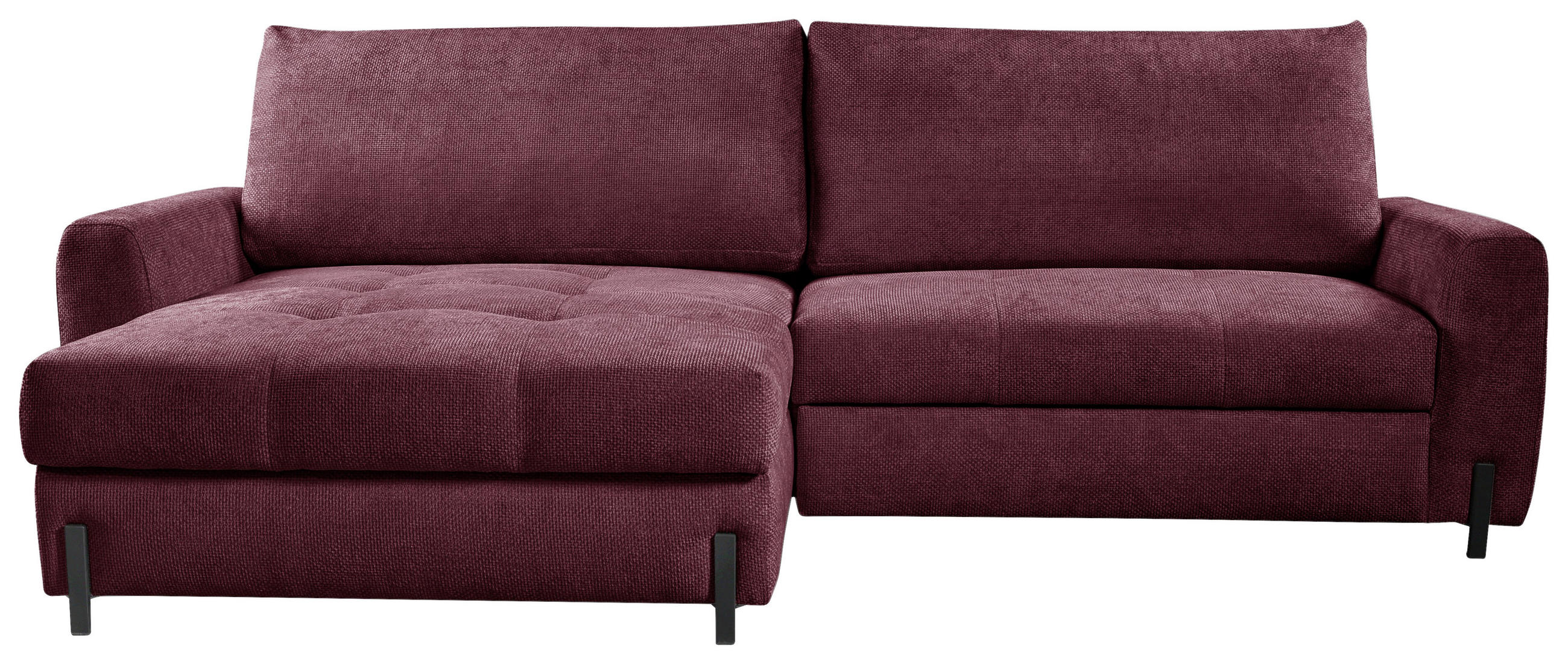 ECKSOFA in Struktur Bordeaux  - Bordeaux/Schwarz, Design, Textil/Metall (162/265cm) - MID.YOU