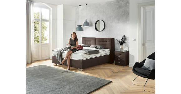 BOXSPRINGBETT 200/200 cm in Dunkelbraun - Chromfarben/Dunkelbraun, KONVENTIONELL, Textil (200/200cm) - Dieter Knoll