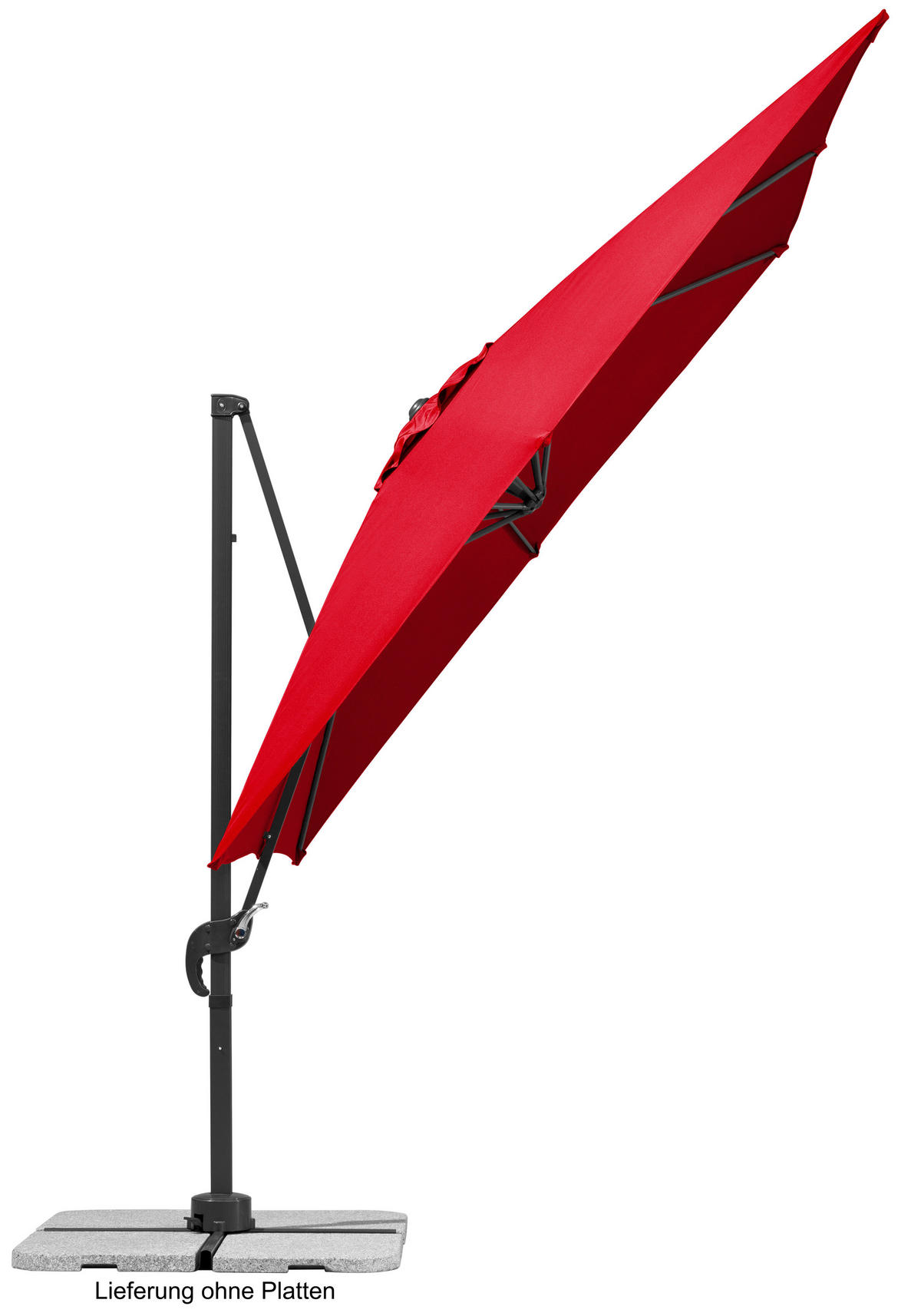BOČNÍ SLUNEČNÍK 338/239/270 cm - antracitová/červená, Basics, kov/textil (338/239/270cm)
