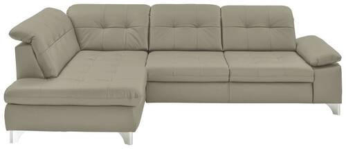 ECKSOFA in Echtleder Hellgrau  - Hellgrau, Basics, Leder/Metall (211/309cm) - Beldomo Speed