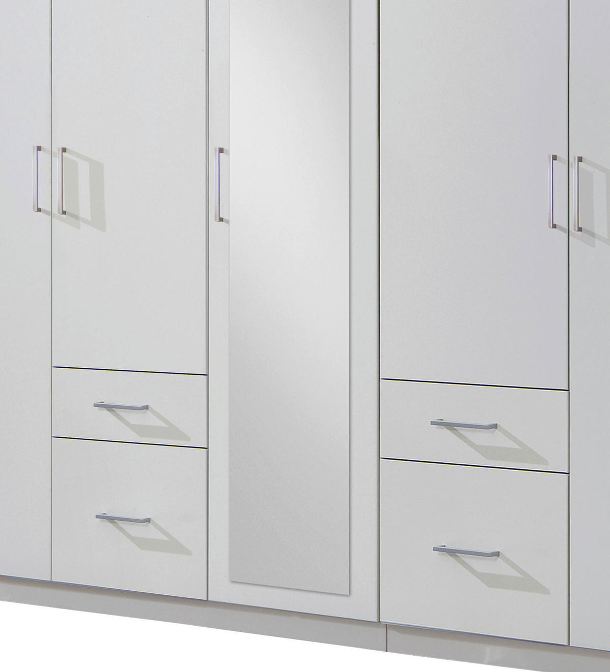 DREHTÜRENSCHRANK 225/210/58 cm 5-türig Weiß  - Silberfarben/Weiß, Design, Glas/Holzwerkstoff (225/210/58cm) - MID.YOU
