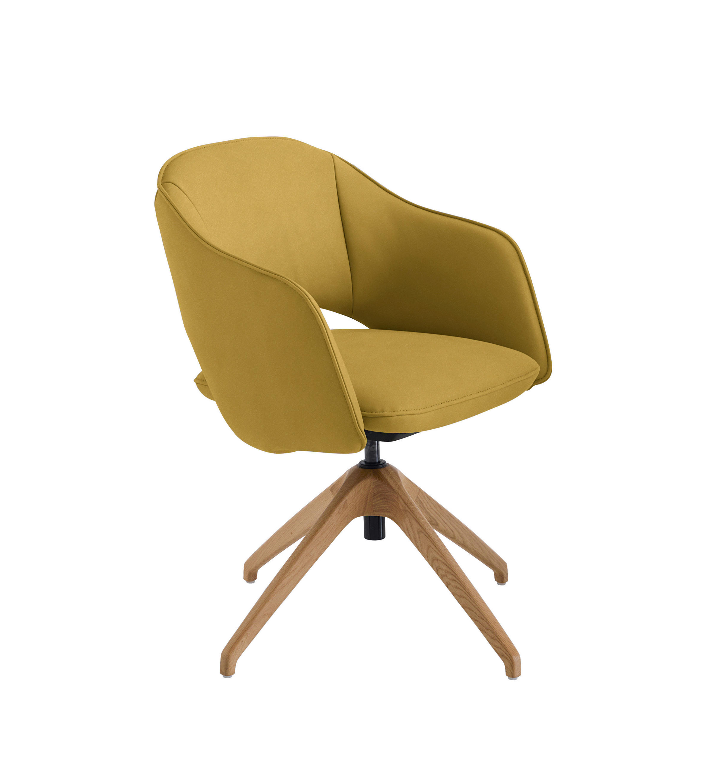 ARMLEHNSTUHL  in Echtleder naturbelassen  - Wildeiche/Gelb, Design, Leder/Holz (63/74-90/57-73cm) - Koinor