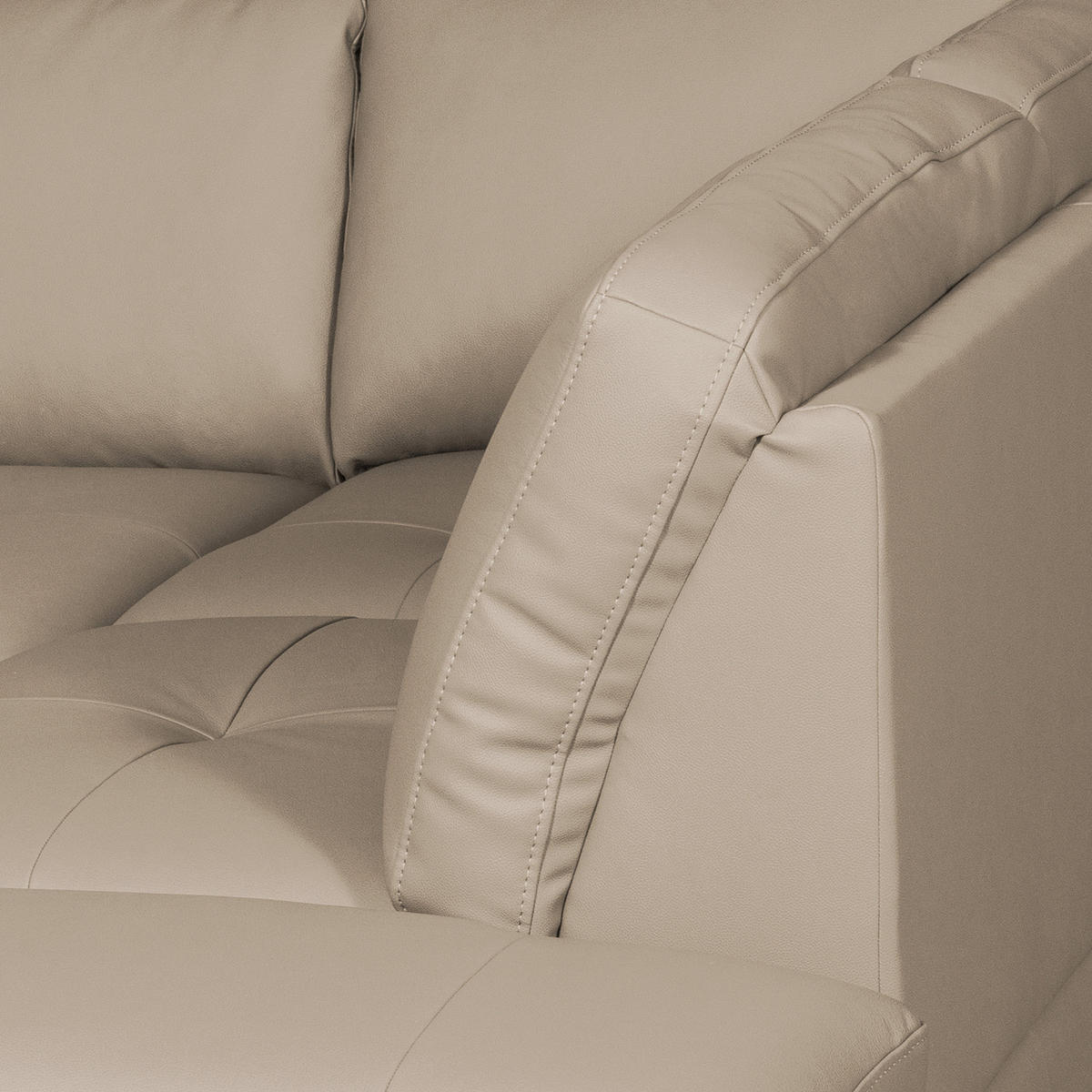 ECKSOFA Hellgrau Echtleder Lederlook  - Buchefarben/Hellgrau, Design, Leder/Holz (234/190cm) - Livetastic