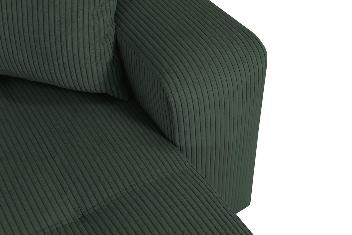 Wohnlandschaft inkl. Funktion Dunkelgrün Cord  - Dunkelgrün/Schwarz, KONVENTIONELL, Textil (146/317/146cm) - Xora