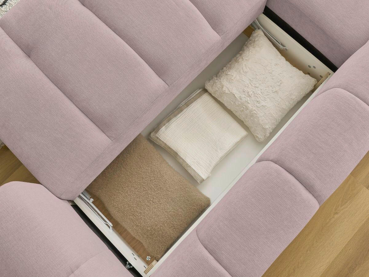 ECKSCHLAFSOFA FUJI Leinenoptik Pink  inkl.  - Pink/Schwarz, MODERN, Kunststoff/Textil (160/292cm)
