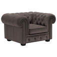 CHESTERFIELD-SESSEL - Wengefarben/Graubraun, LIFESTYLE, Holz/Textil (115/76,5/96cm) - Landscape
