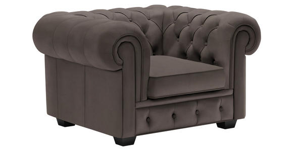 CHESTERFIELD-SESSEL - Wengefarben/Graubraun, LIFESTYLE, Holz/Textil (115/76,5/96cm) - Landscape