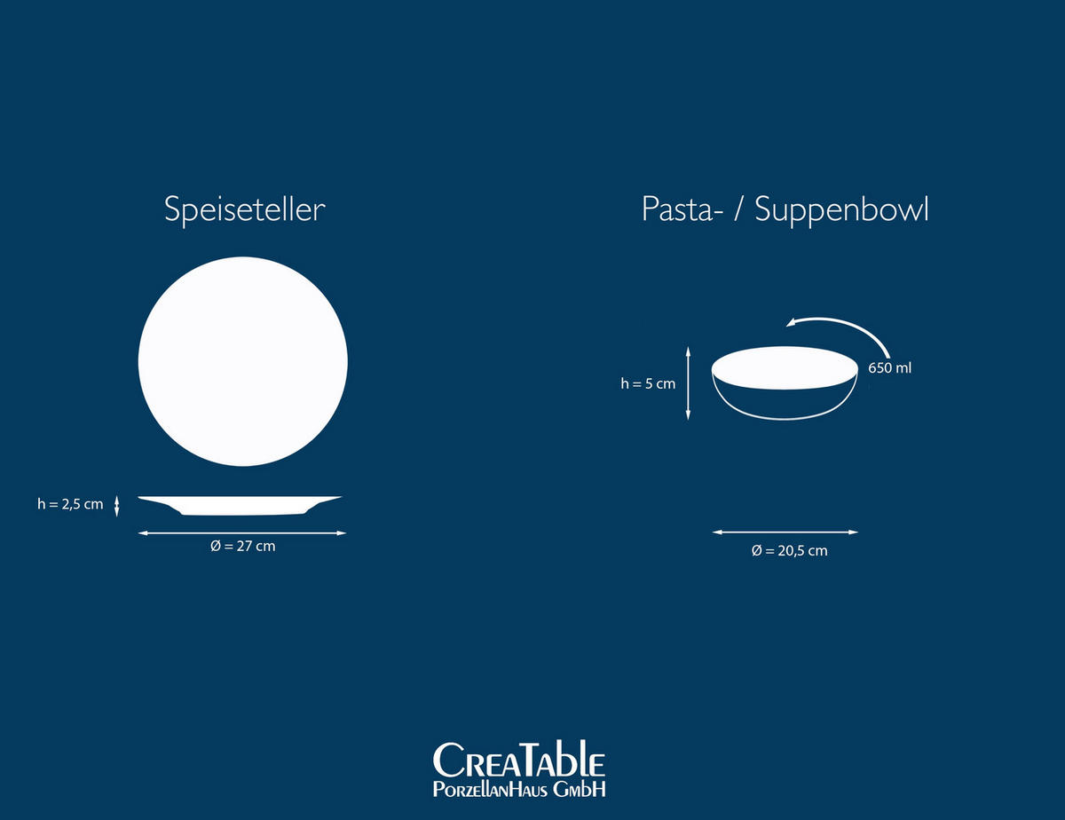 JÍDELNÍ SOUPRAVA, porcelán - bílá/černá, Basics, keramika (30,5/26/31cm) - Creatable