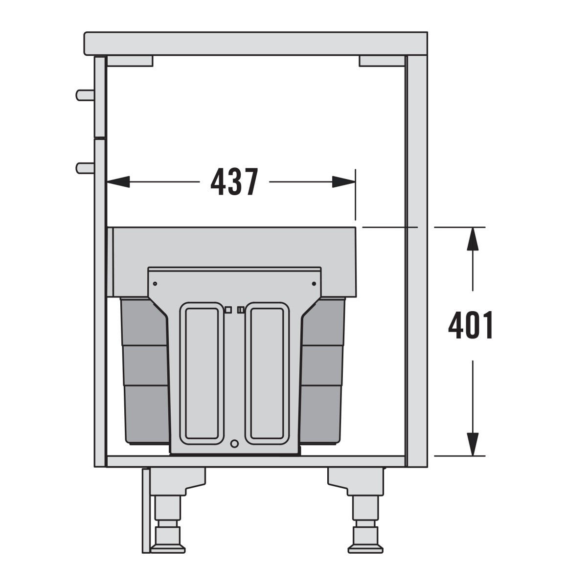 EINBAUABFALLSAMMLER 13 l  Metall  - Anthrazit/Grau, Basics, Kunststoff/Metall (45,7/42/28,3cm) - HKT