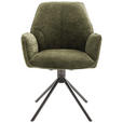 ARMLEHNSTUHL  Sitzfläche 180° drehbar, automatische Rückholfunktion Struktur  - Schwarz/Olivgrün, Design, Textil/Metall (59/88/63cm) - Carryhome