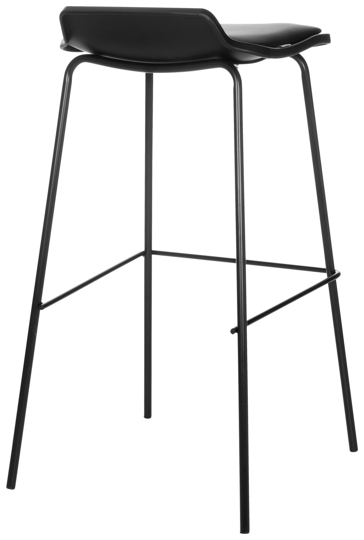BARHOCKER Lederlook Schwarz stapelbar, abwischbar  - Schwarz, Basics, Textil/Metall (47/82/49cm) - MID.YOU