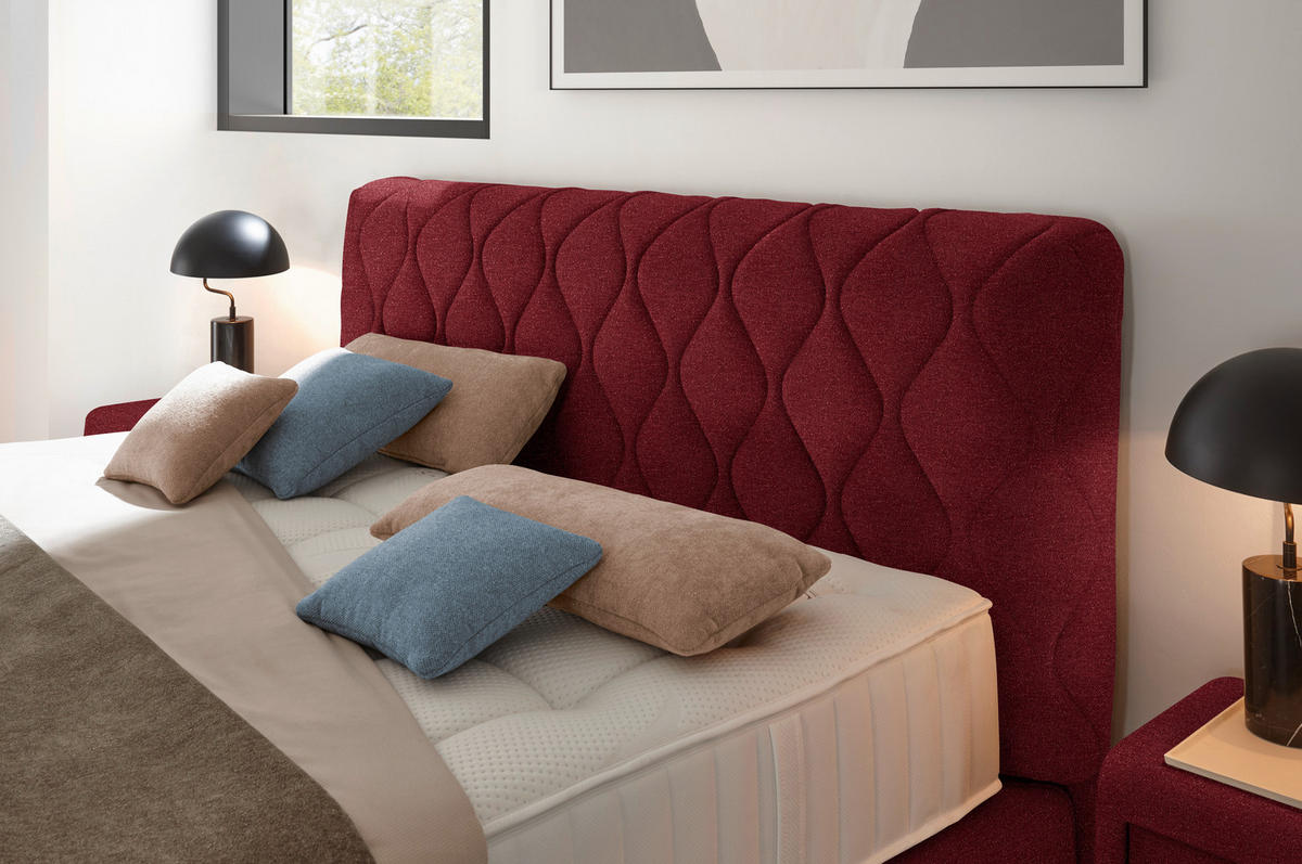 BOXSPRINGBETT 180/200 cm  in Rot  - Rot/Schwarz, Design, Kunststoff/Textil (180/200cm) - Johann Jakob