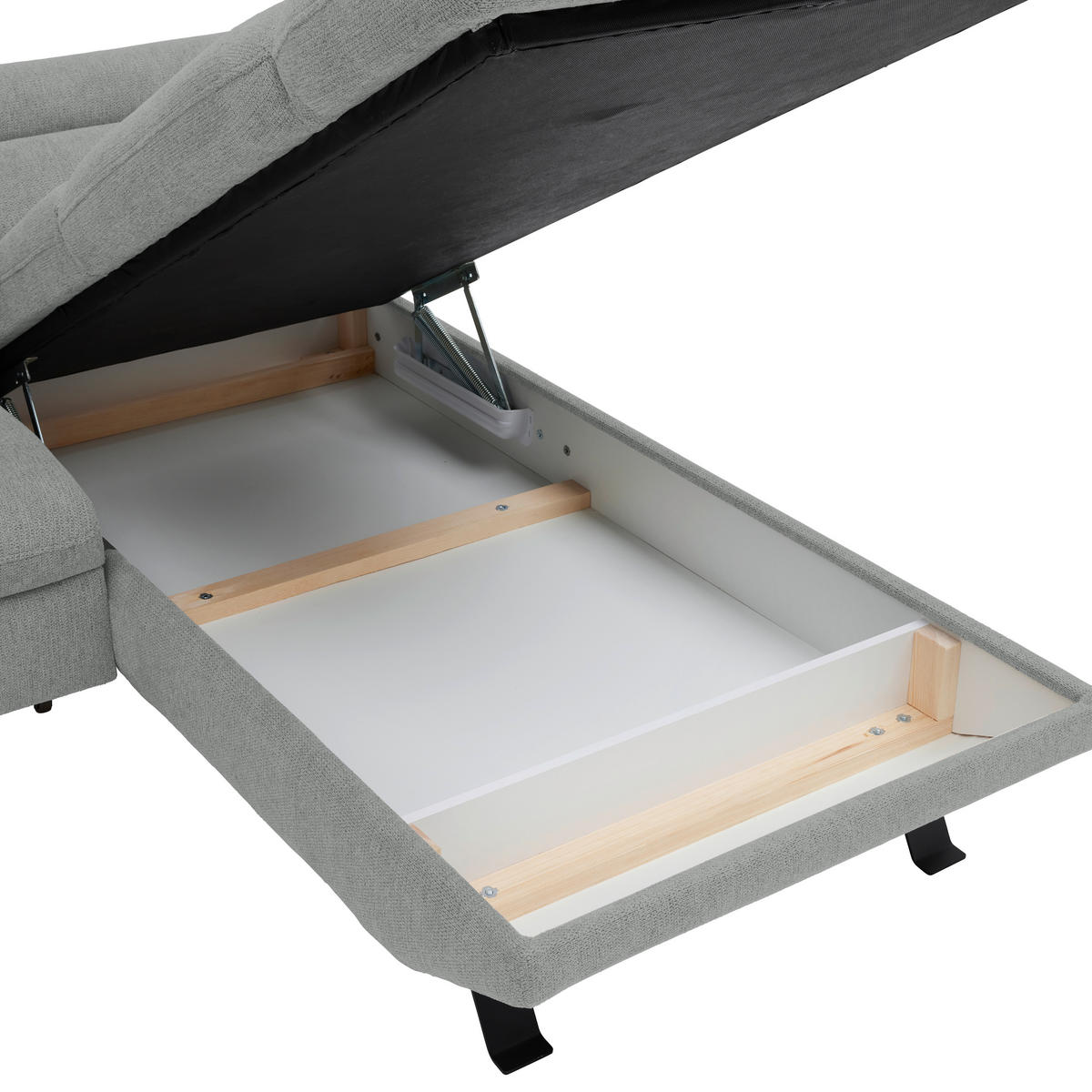 HÖRNSOFFA i vävt tyg ljusgrå  - ljusgrå/svart, Modern, metall/textil (257/198cm) - MID.YOU