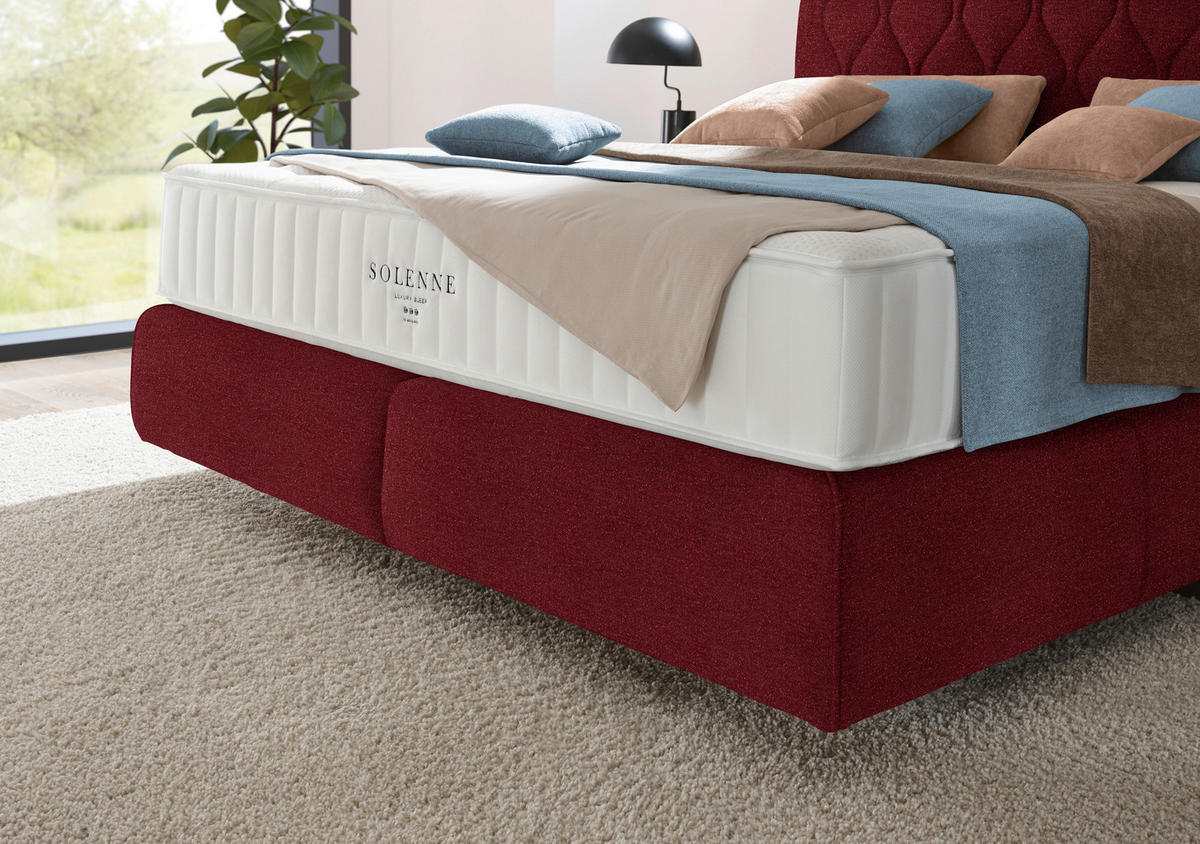 BOXSPRINGBETT 180/200 cm  in Rot  - Rot/Schwarz, Design, Kunststoff/Textil (180/200cm) - Johann Jakob