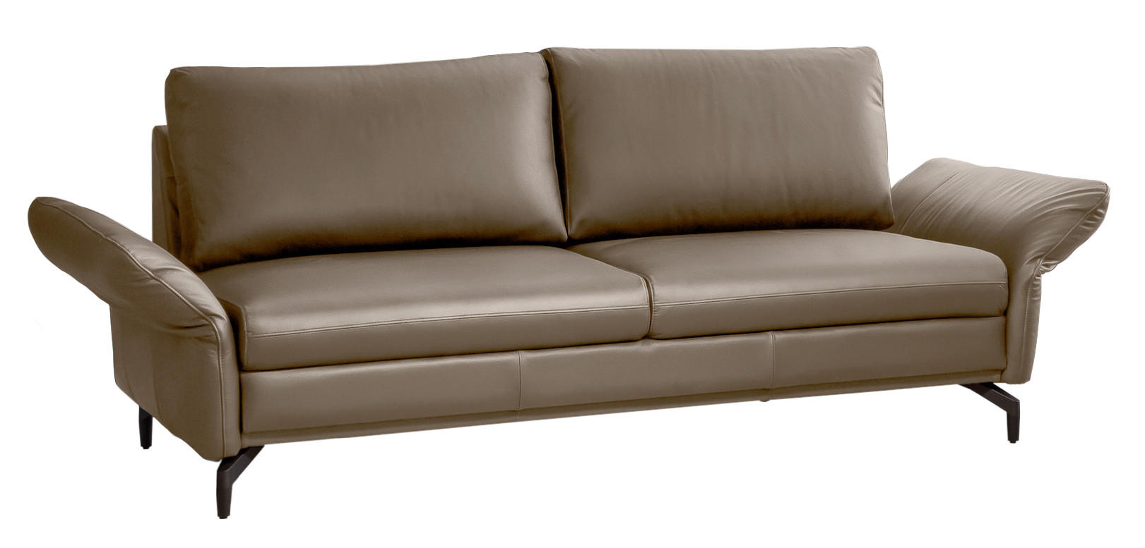 2-SITZER-SOFA Lederlook Hellbraun  - Hellbraun/Schwarz, Design, Textil/Metall (173/85/93cm) - Livetastic