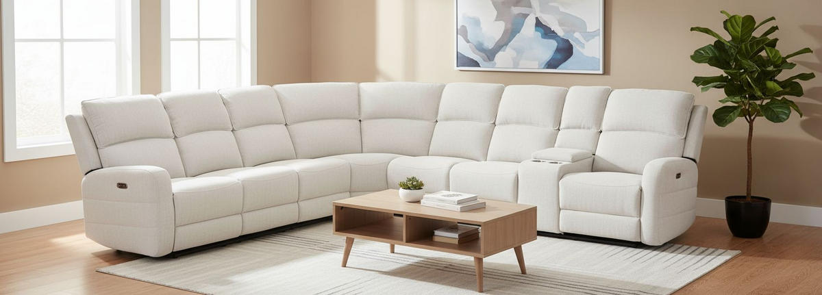 ECKSOFA  Weiß Leinenoptik  - Schwarz/Weiß, KONVENTIONELL, Holz/Kunststoff (240/102/265cm) - Livetastic