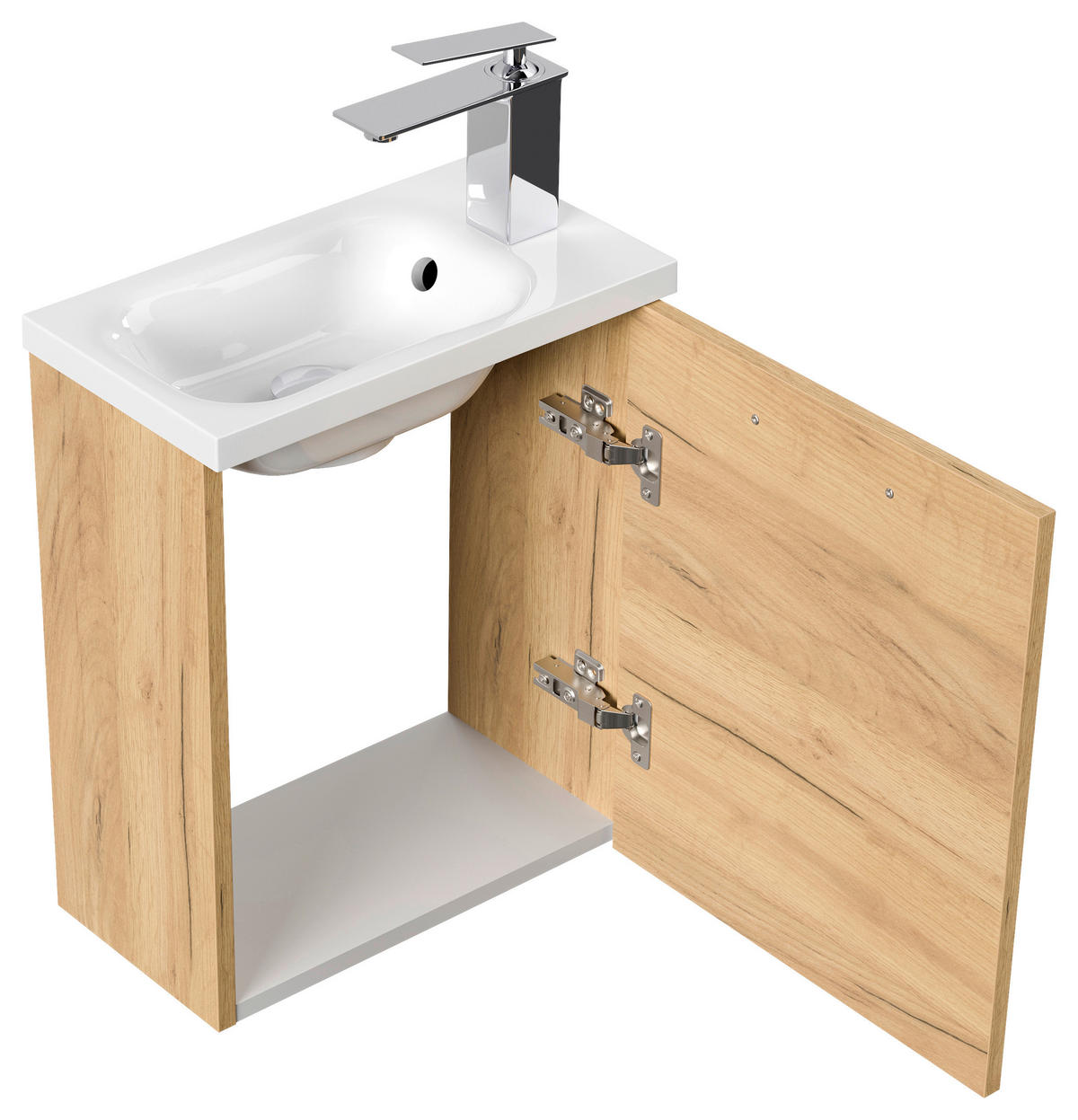 GÄSTEBAD 40 cm  - Eichefarben, MODERN, Holzwerkstoff/Stein (40cm) - MID.YOU