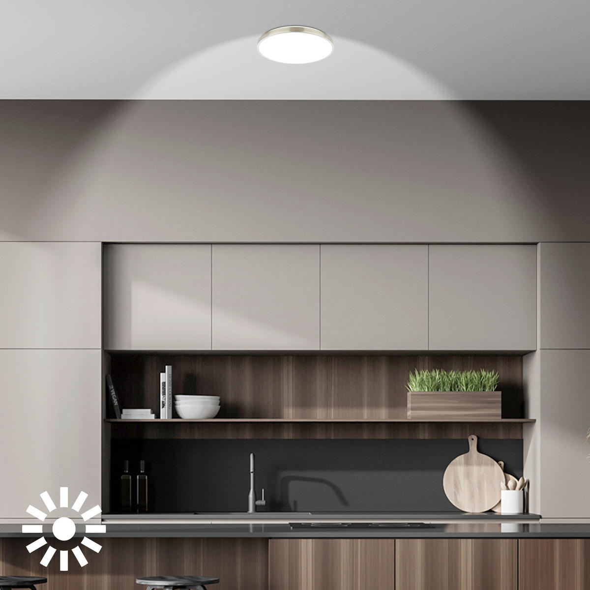 LED-DECKENLEUCHTE Kaida 33/6 cm   - Nickelfarben, Basics, Kunststoff/Metall (33/6cm)