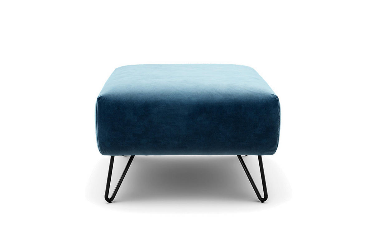 HOCKER Samt Blau  - Blau/Schwarz, Design, Textil/Metall (90/70/46cm) - SENSOO
