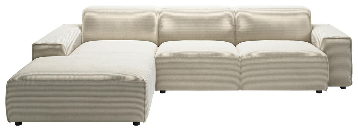 ECKSOFA Cord Naturfarben  - Schwarz/Naturfarben, Design, Kunststoff/Textil (189/300cm) - Pure Home Lifestyle
