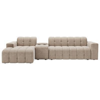 ECKSOFA Taupe Chenille Stauraum, Getränkehalter  - Taupe/Schwarz, MODERN, Kunststoff/Textil (150/299cm) - Milino
