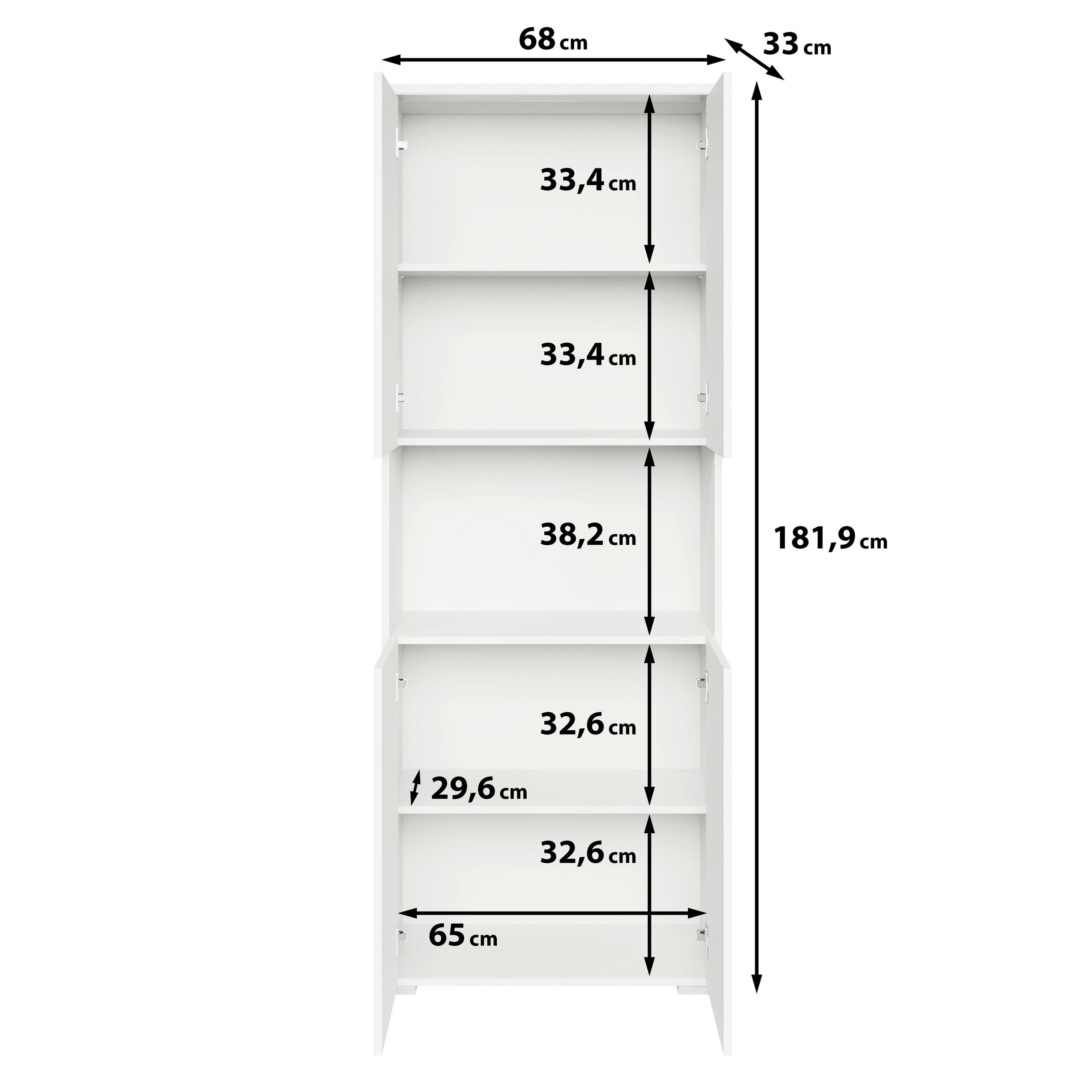 AKTENSCHRANK Weiß, Weiß Hochglanz  - Weiß Hochglanz/Weiß, Design, Holzwerkstoff (68/181,9/33cm) - Livetastic