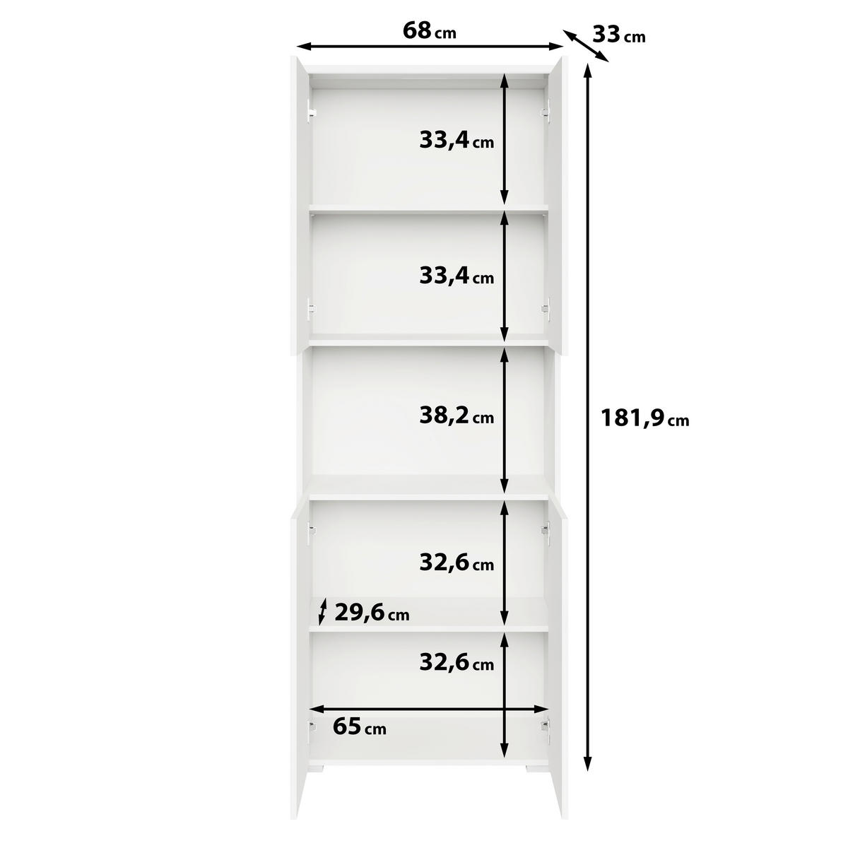 AKTENSCHRANK 68/181,9/33 cm  - Weiß Hochglanz/Weiß, Design, Holzwerkstoff (68/181,9/33cm) - Livetastic