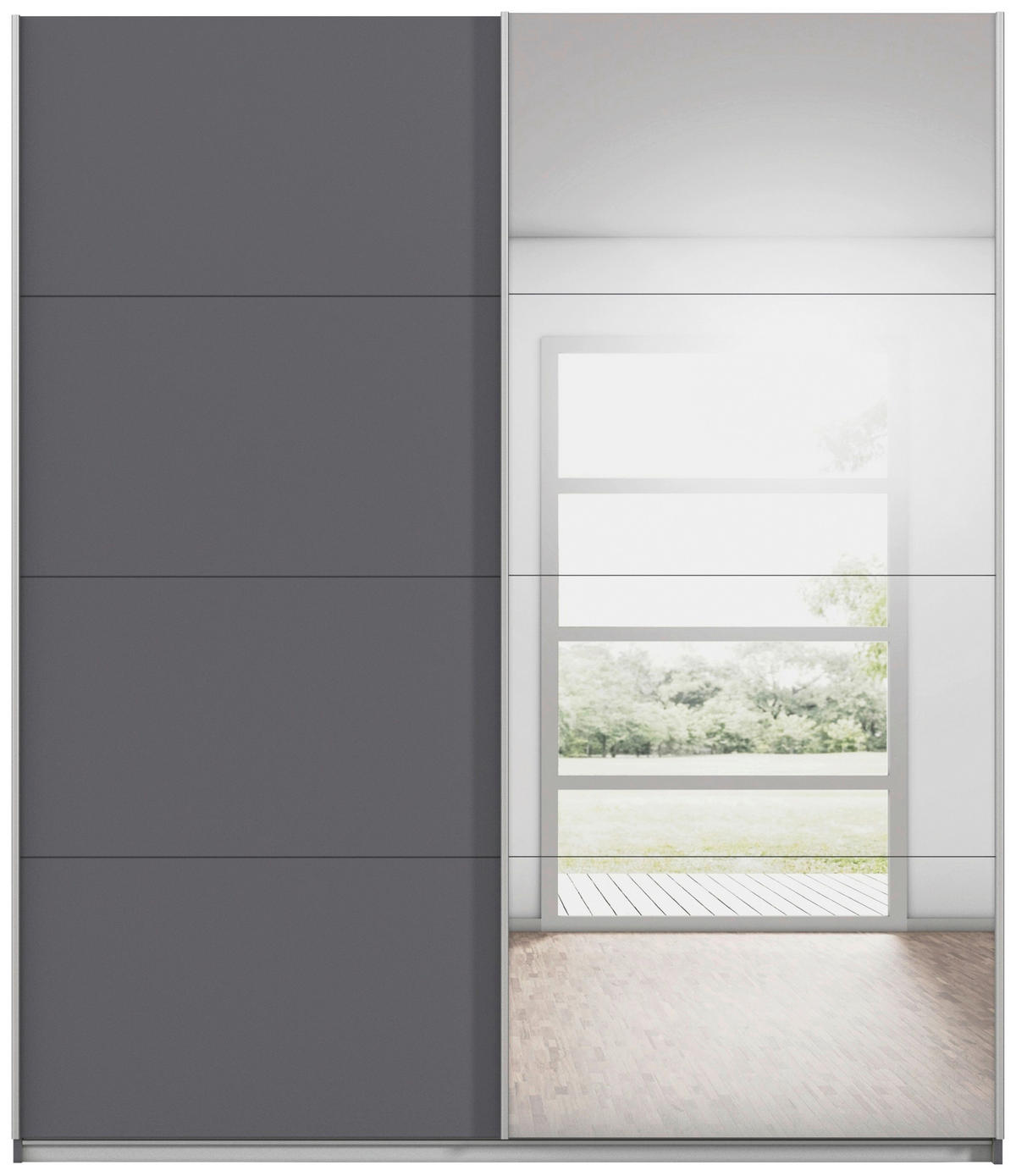 SCHWEBETÜRENSCHRANK 181/210/62 cm,  in Grau, 2 Tür(en)  - Alufarben/Grau, KONVENTIONELL, Holzwerkstoff/Kunststoff (181/210/62cm) - home24