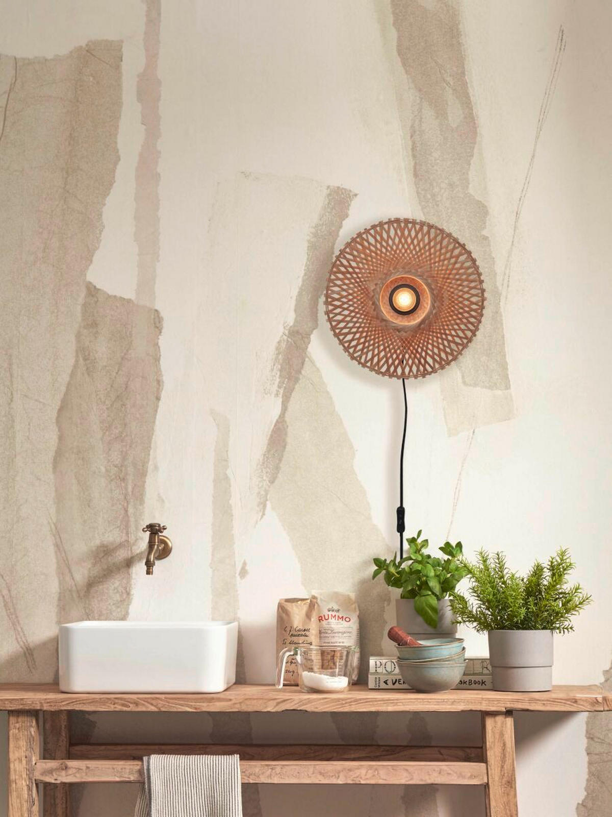 WANDLEUCHTE - Naturfarben, Trend (30/8/30cm) - Good & Mojo