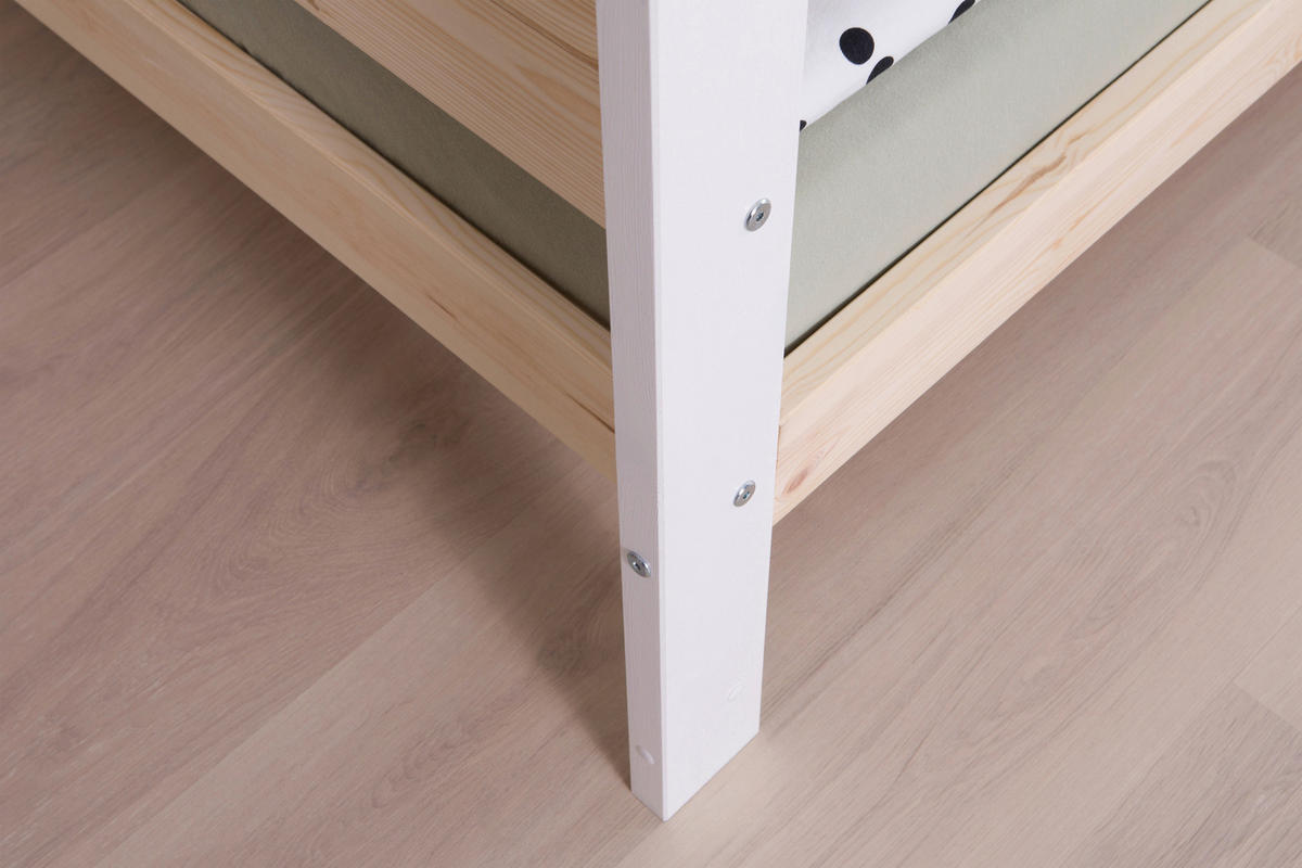 BODENBETT Naturfarben, Weiß  - Naturfarben/Weiß, MODERN, Holz/Textil (90/200cm) - MID.YOU