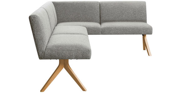 ECKBANK 218/172 cm Webstoff Hellgrau Eiche vollmassiv   - Eichefarben/Hellgrau, KONVENTIONELL, Holz/Textil (218/172cm) - Linea Natura