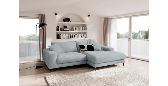 ECKSOFA  in Flachgewebe Hellblau  253/177 cm  - Schwarz/Hellblau, Design, Textil/Metall (253/177cm) - Dieter Knoll