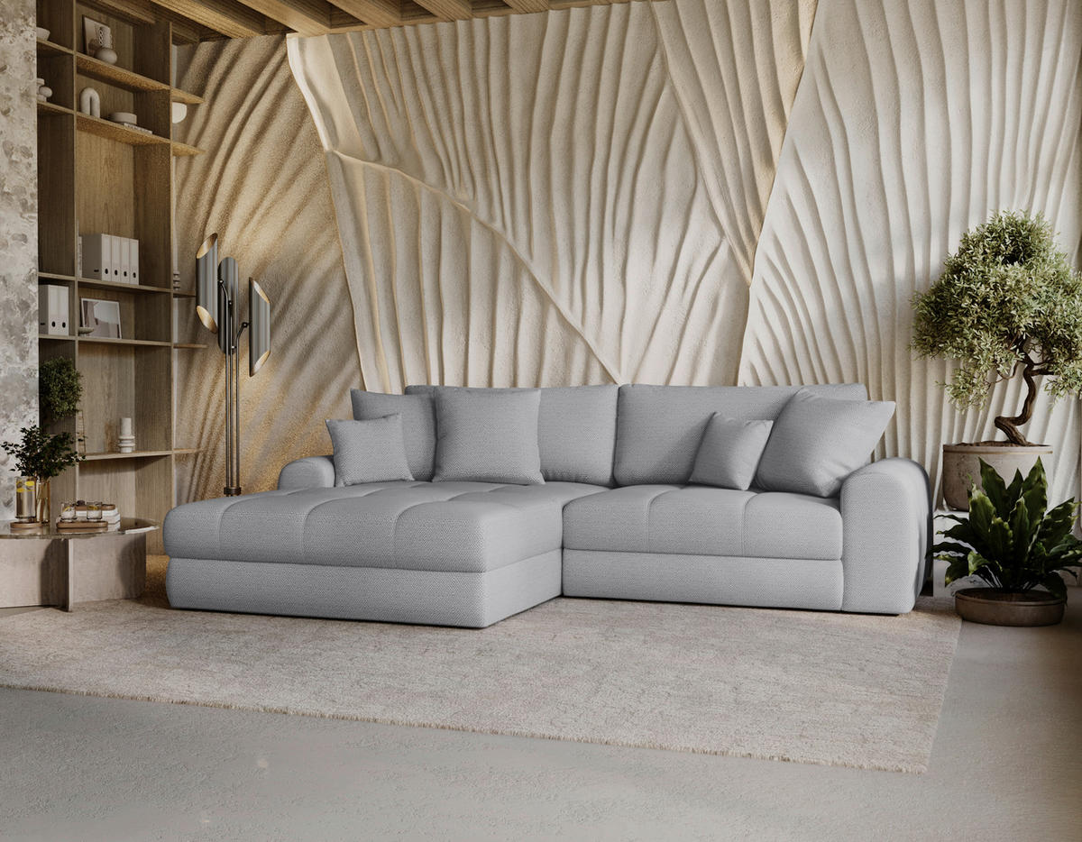 ECKSOFA LORSON Hellblau Struktur  - Beige/Schwarz, Design, Kunststoff/Textil (208/290cm) - Livetastic