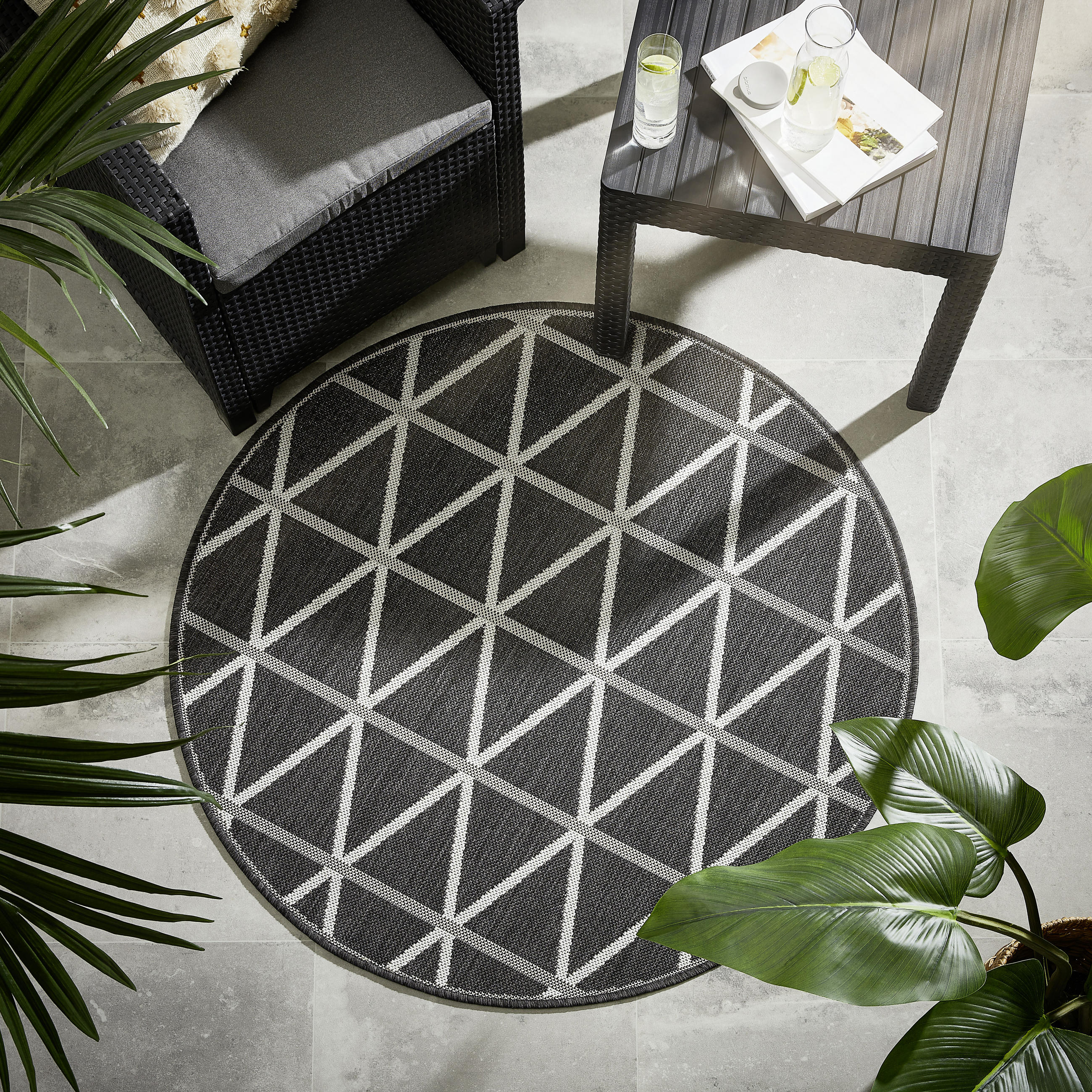 OUTDOORTEPPICH Grau, Schwarz - Schwarz/Grau, Design, Naturmaterialien/Textil (120cm) - Novel